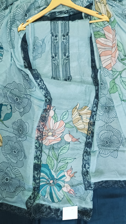 Muslin Blue Navi Pak Suit