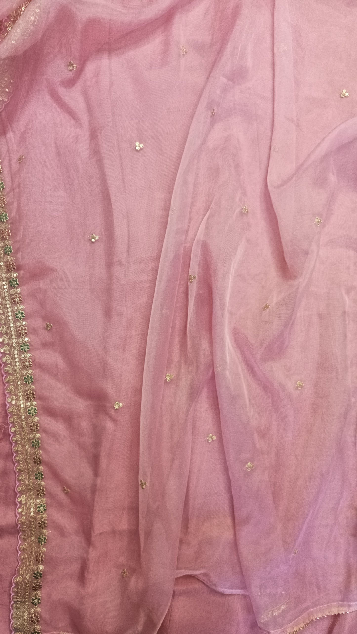 Pink Printed organza suit