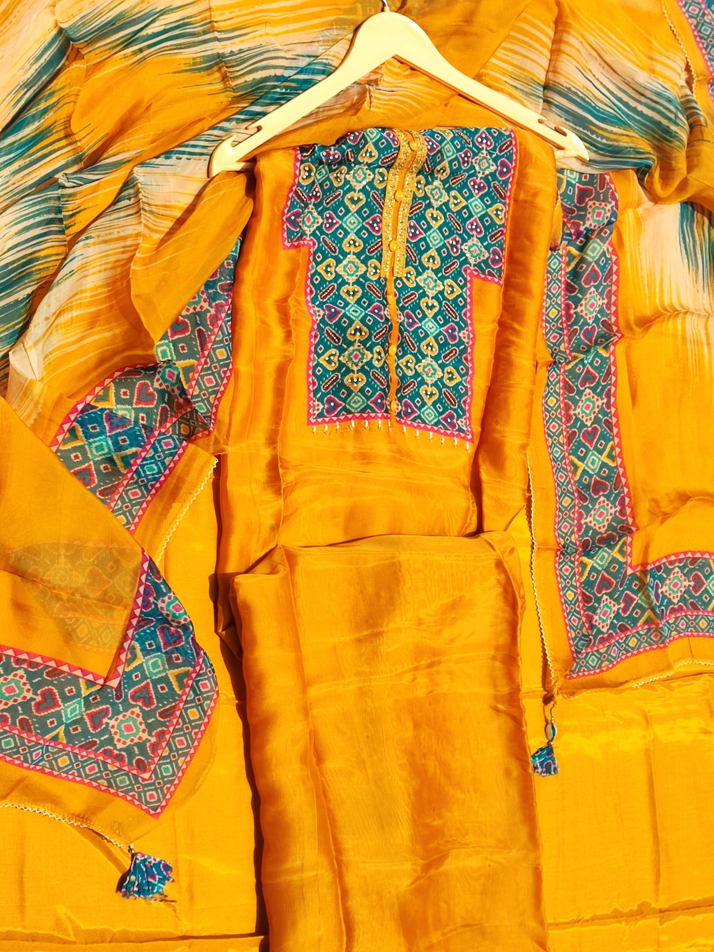 Mustard Patola Print Suit