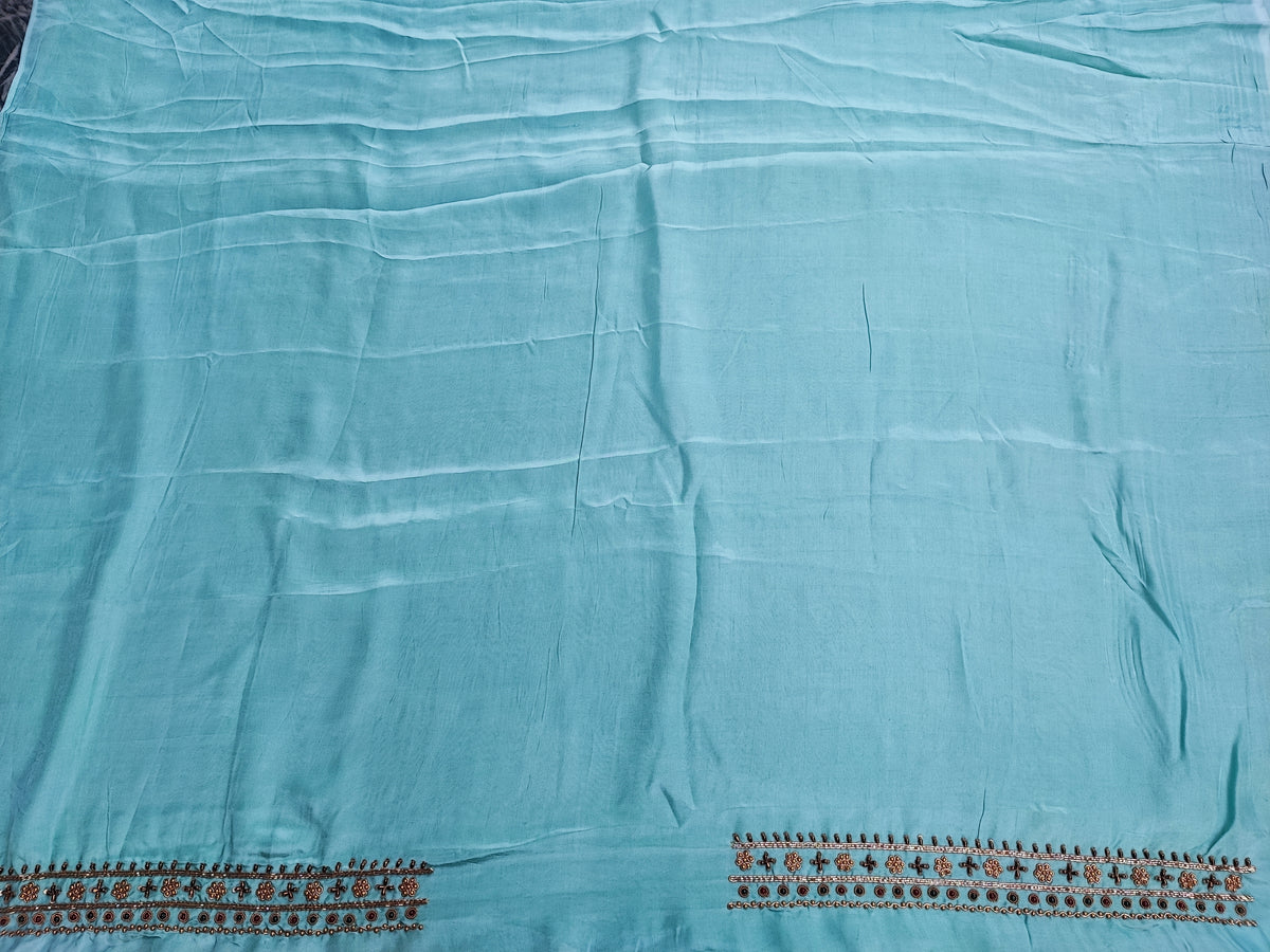 Sea Green Organza Suit with Stone Handwork