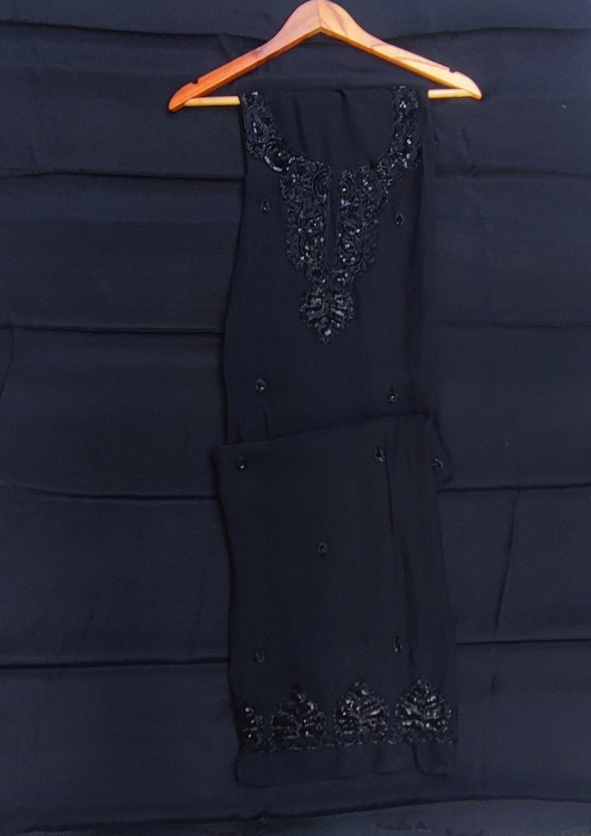 Black Georgette Suit with Full Handwork