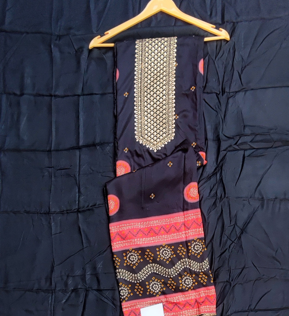 Black Bandhani Print Muslin Suit