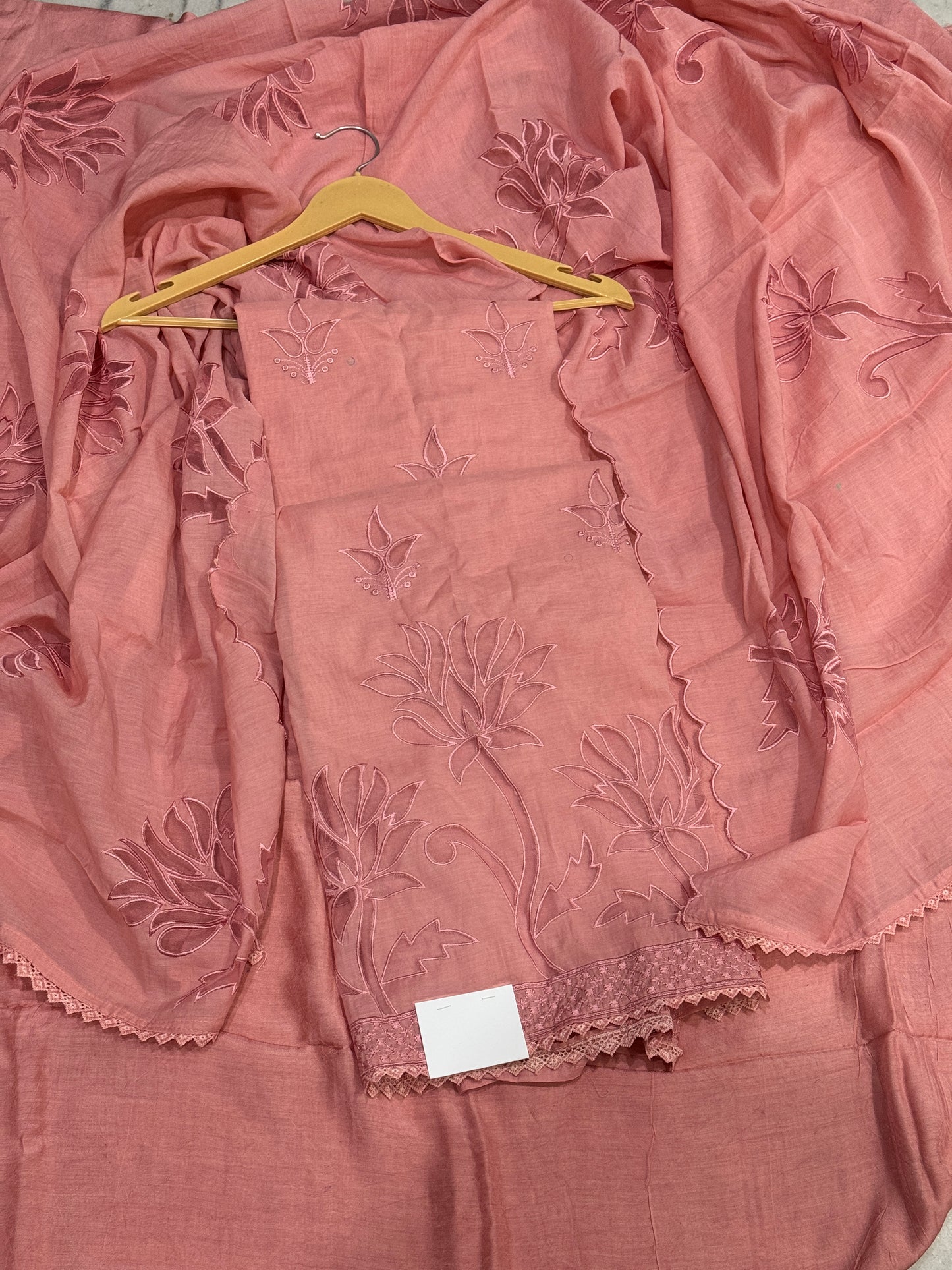 Peach Applique Mul Suit