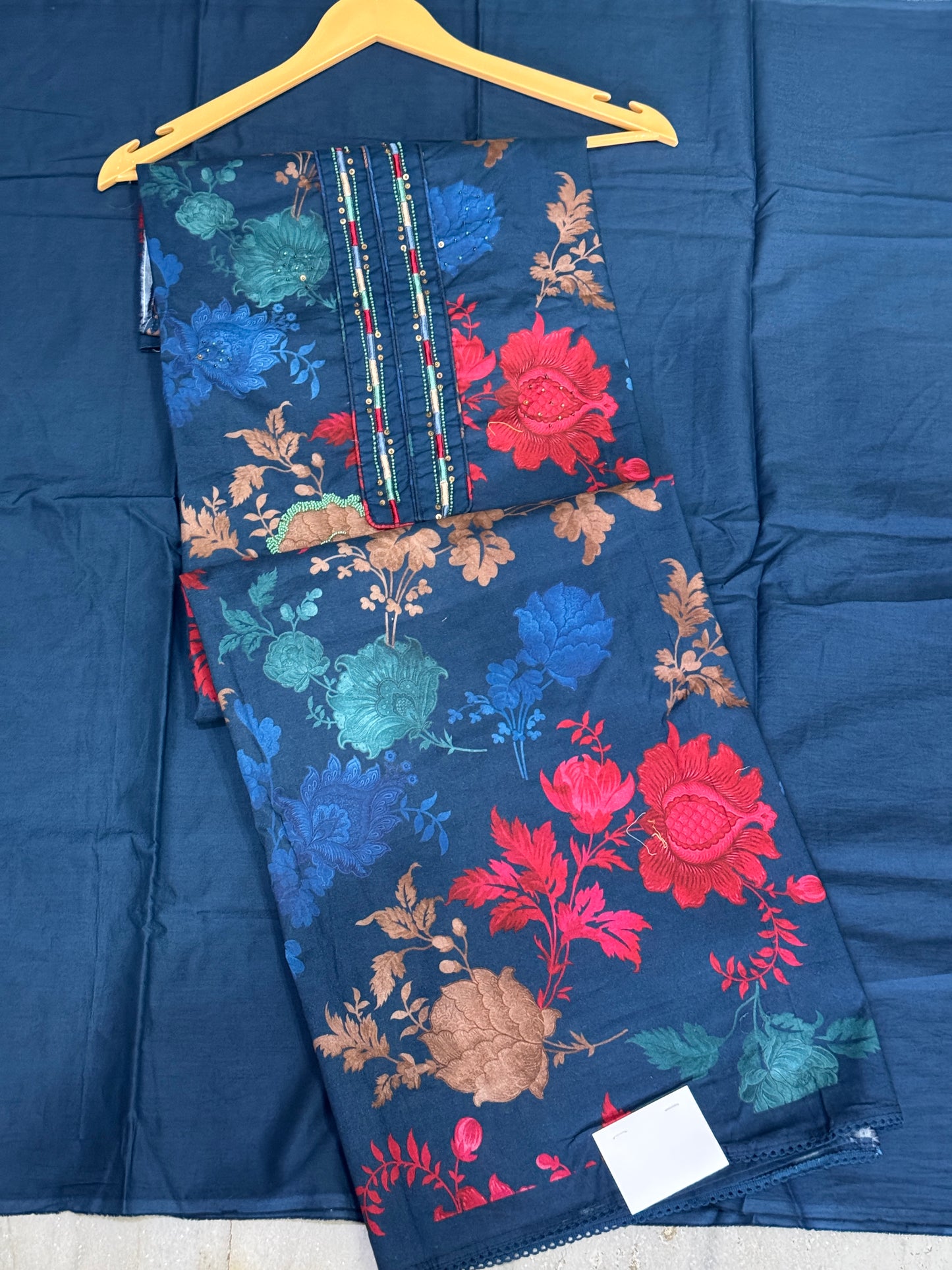 Blue Printed Mul Suit
