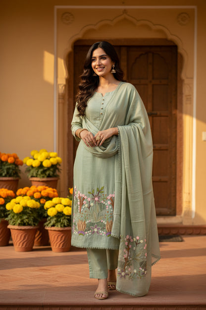 Olive Anchor Thread Mul Suit