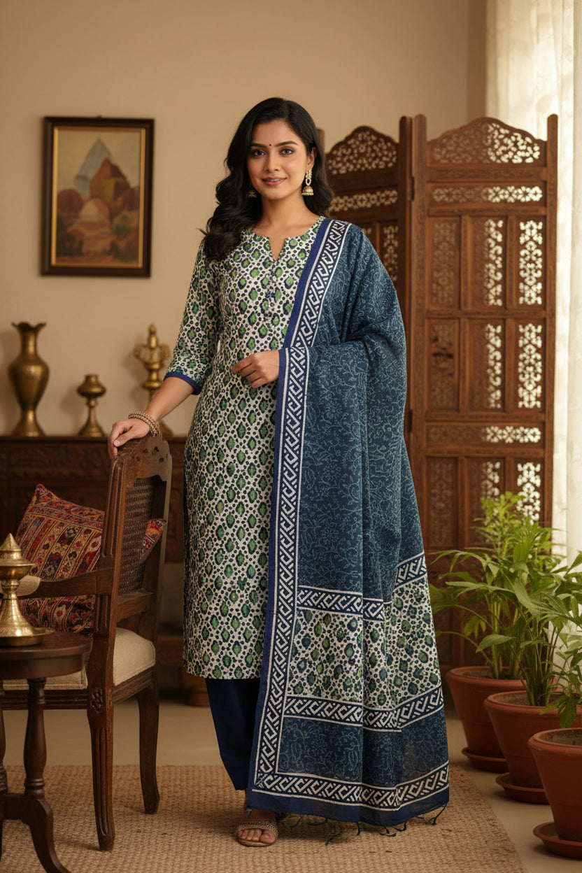 indigo  Cotton Suit