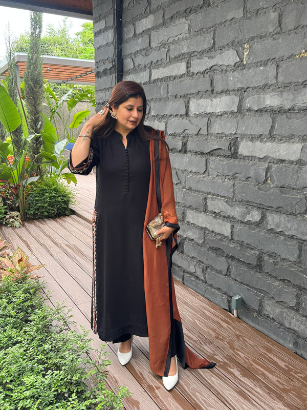 Nazm — Black Georgette Embroidered Suit