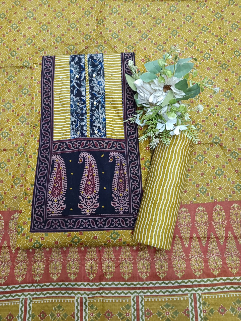 Mustard Printed Suits
