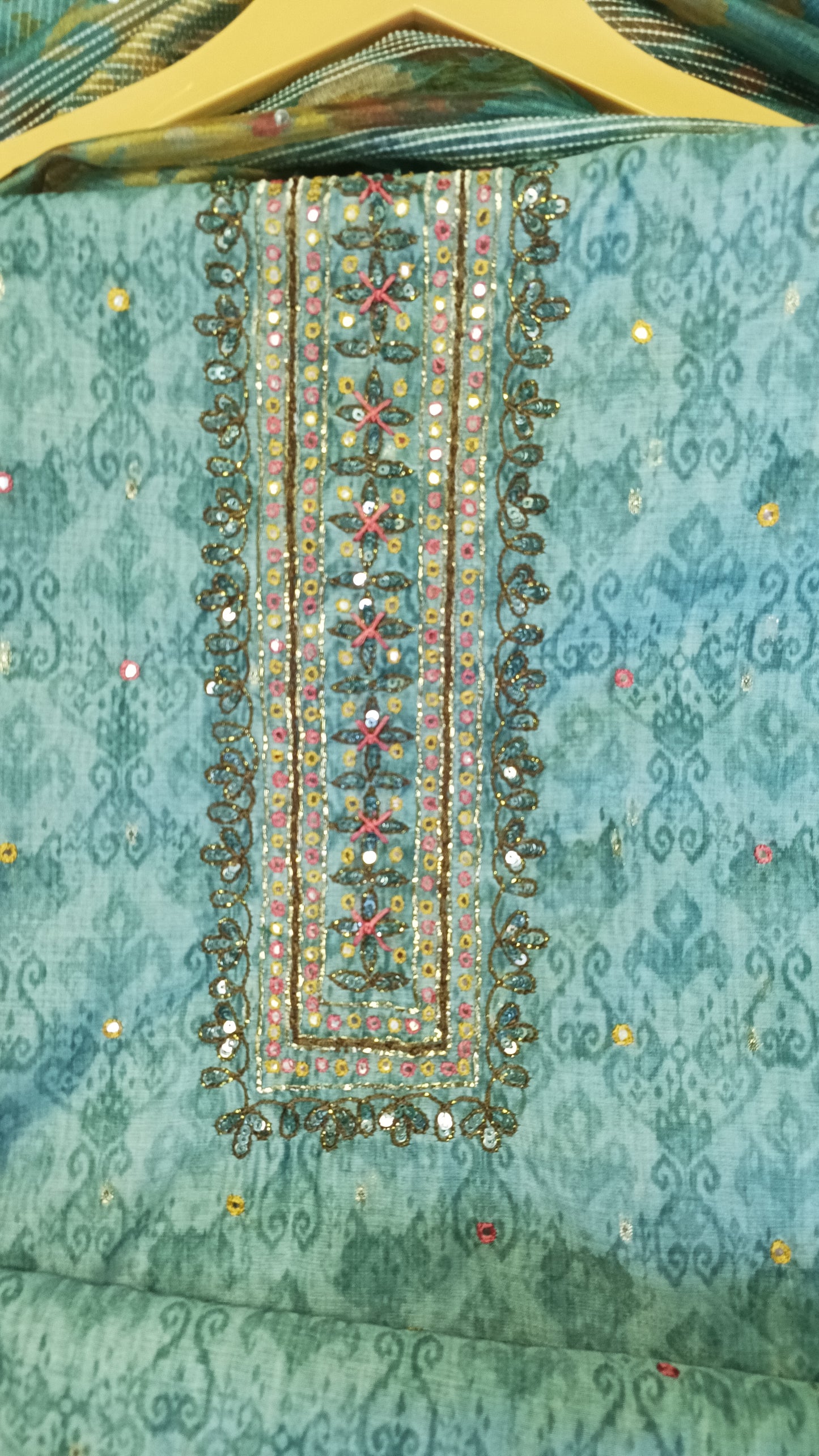 Blue Patola Maheshwari Silk Suit