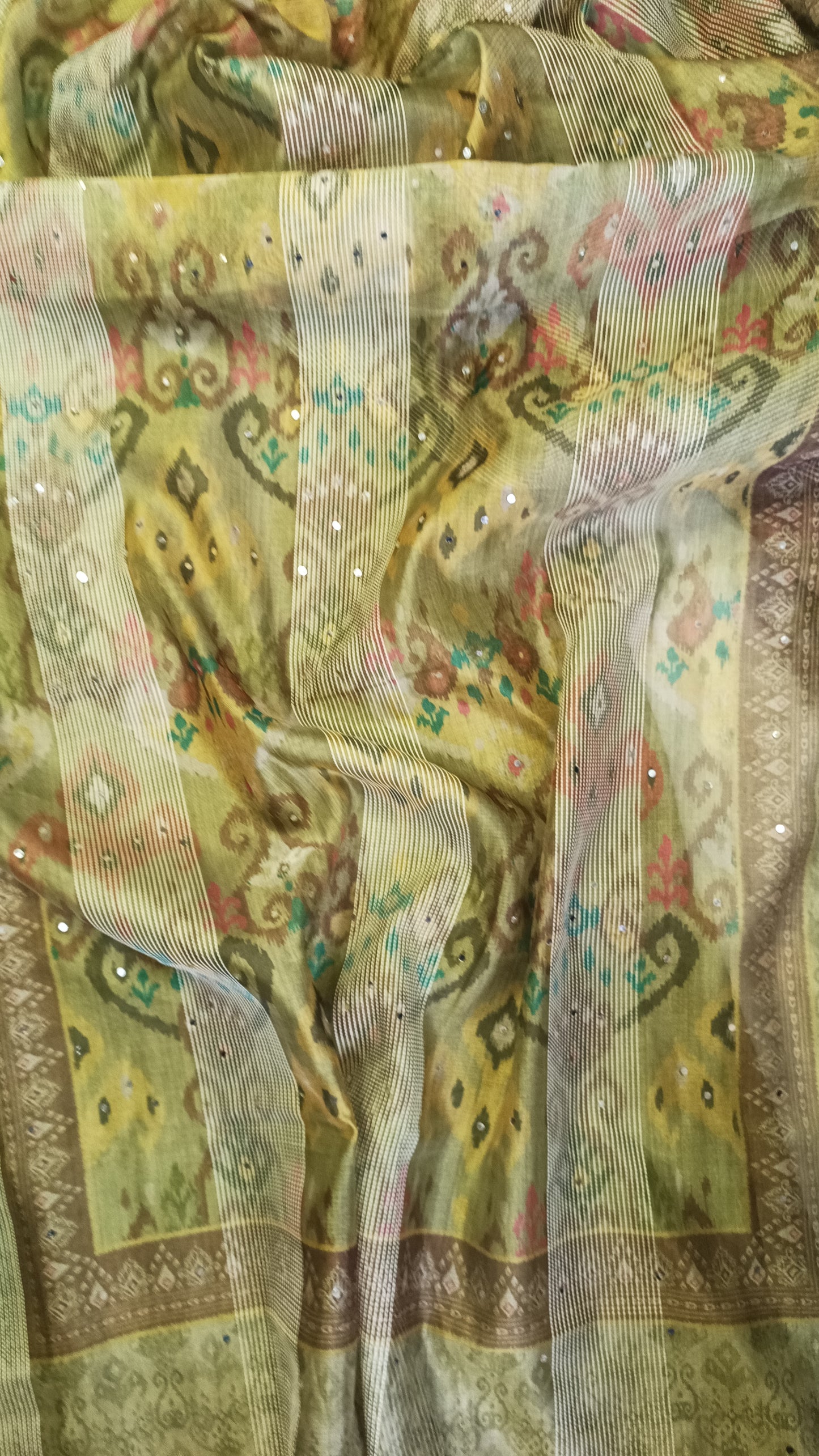 Mehndigreen patola Maheshwari silk suit