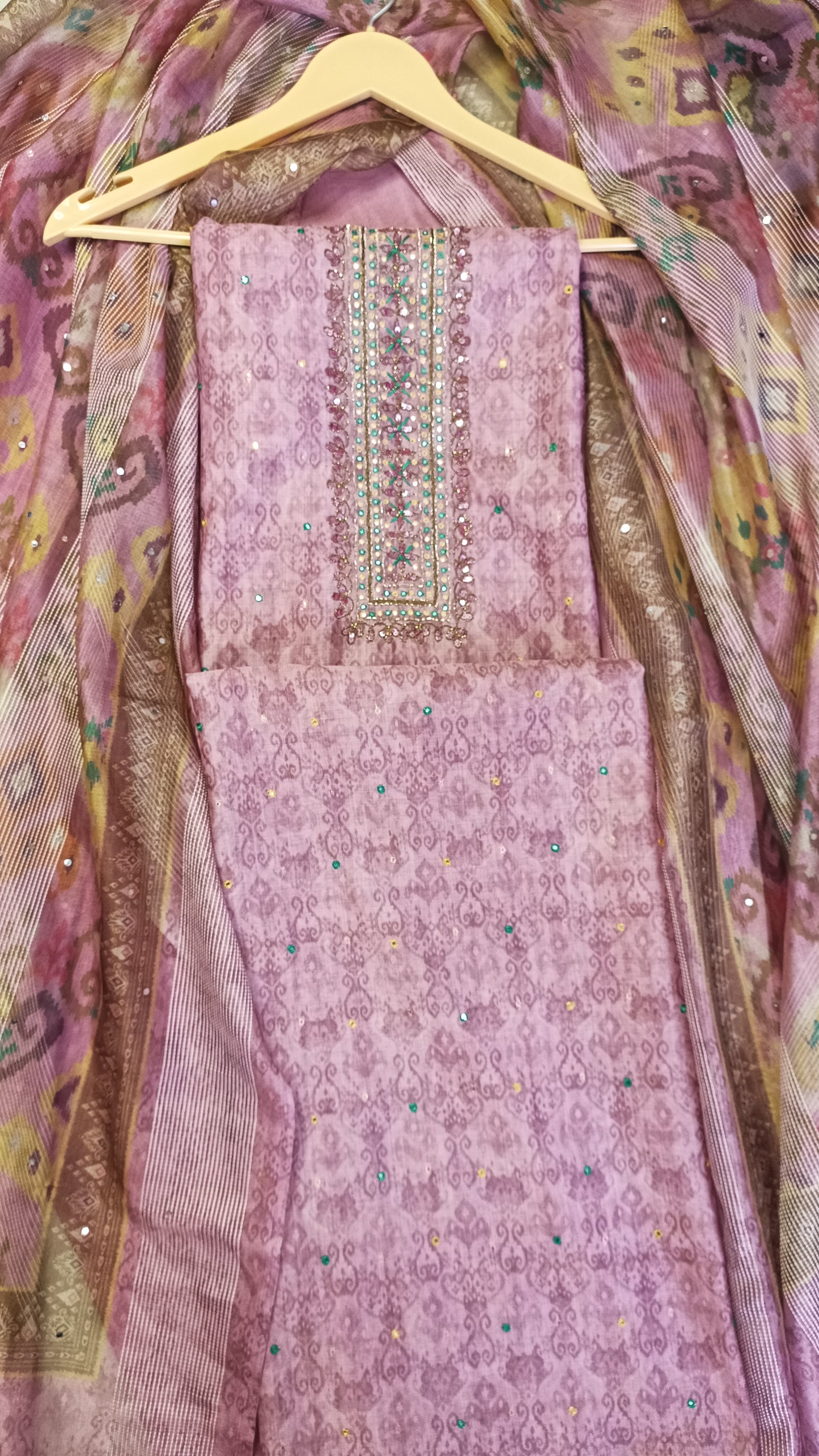 Pink Patola Maheshwari Silk Suit