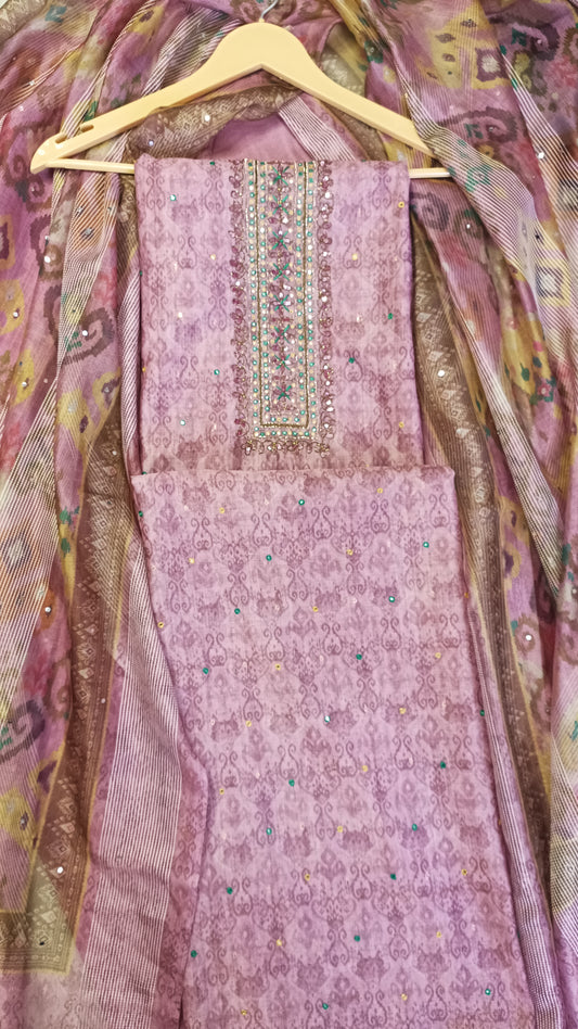 Pink Patola Maheshwari Silk Suit
