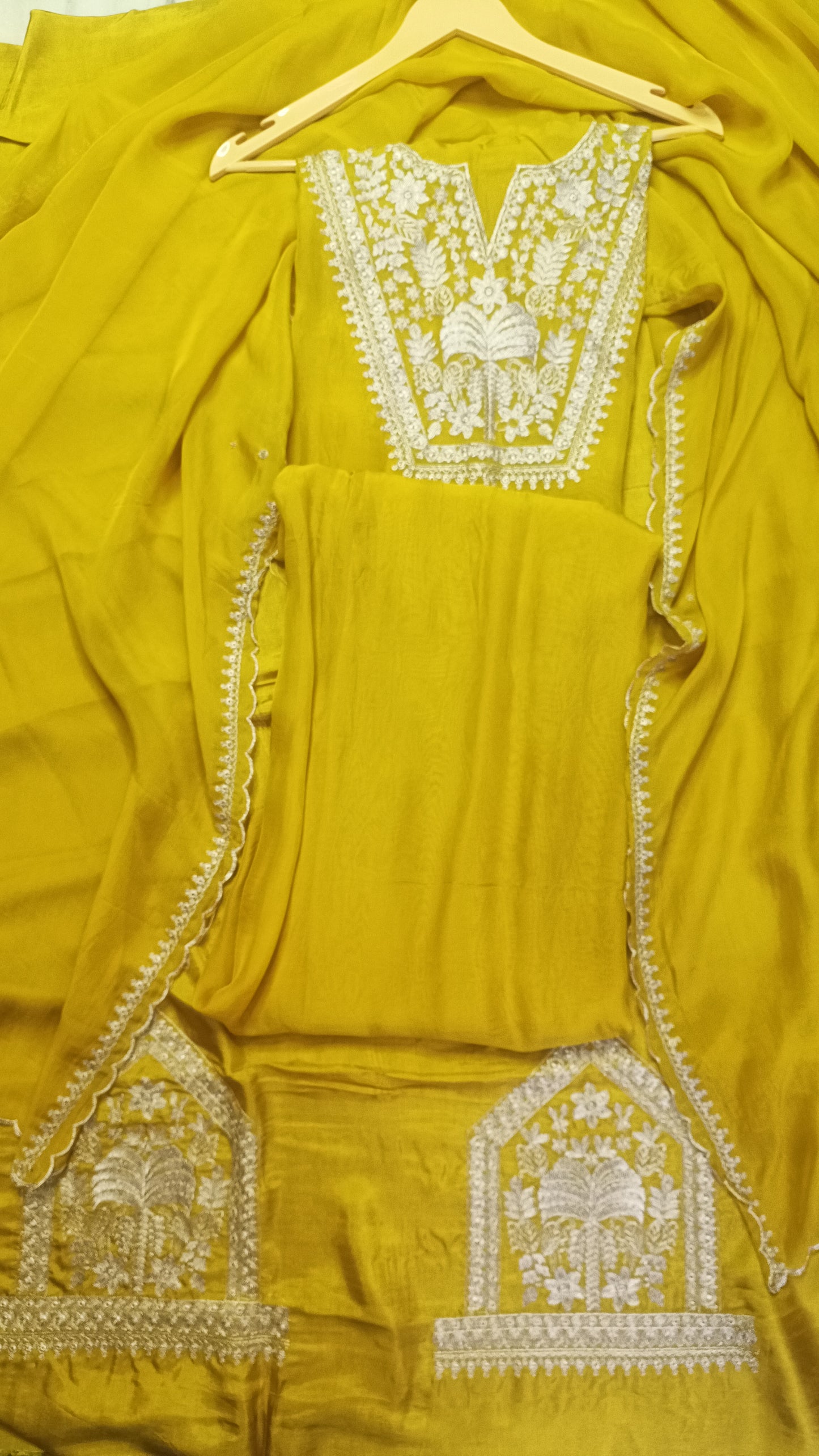 Mustard organza suit