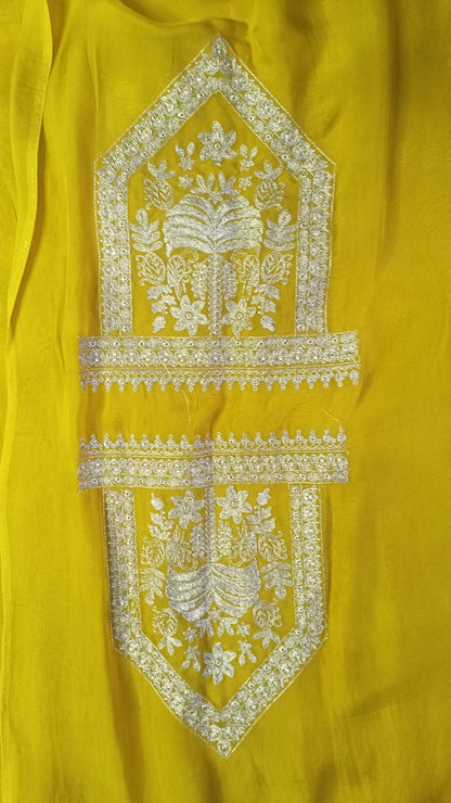 Mustard organza suit