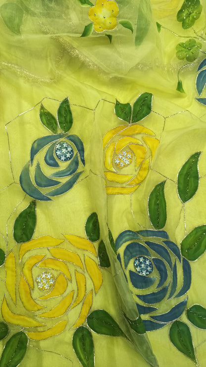Yellow Organza Pak Suit