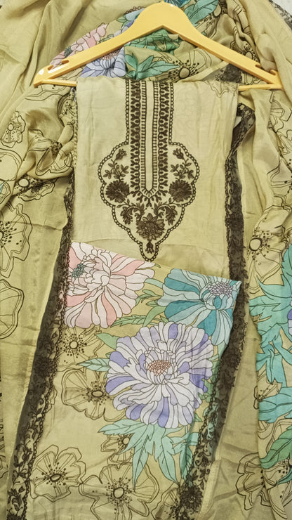 Muslin Beige Brown Pak Suit