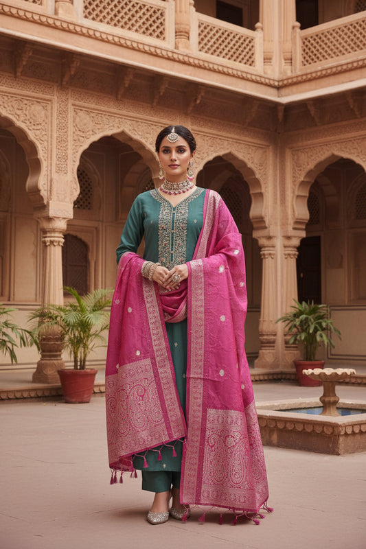 Muslin TealBlue Dori-knot