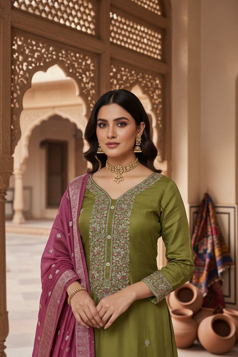 Muslin Green Dori-knot