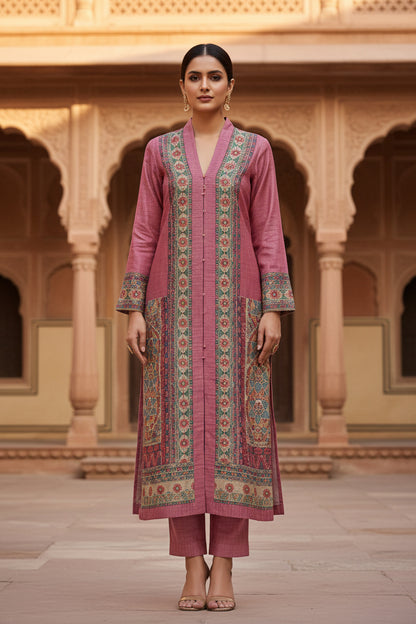 Rose pink kalamkari print