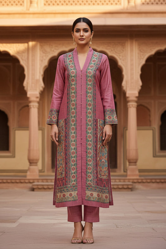 Rose pink kalamkari print