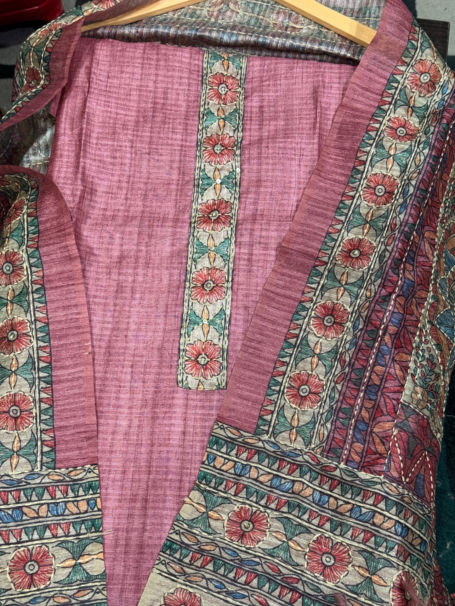 Rose pink kalamkari print