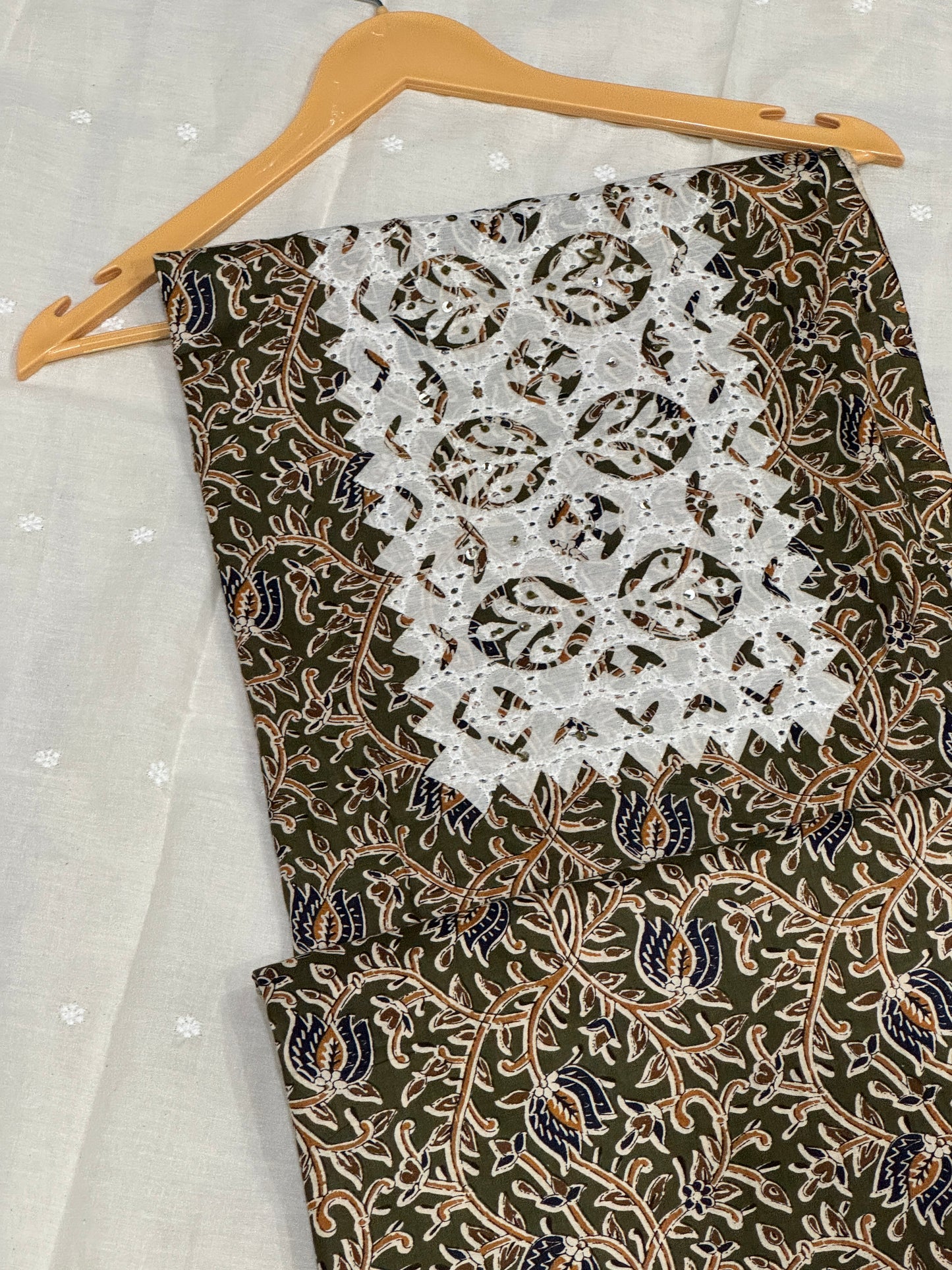 Green Applique Cotton Suit