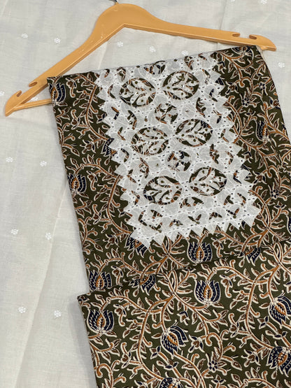 Green Applique Cotton Suit
