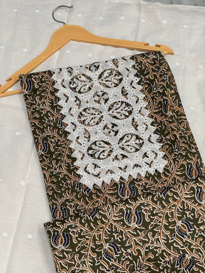 Green Applique Cotton Suit
