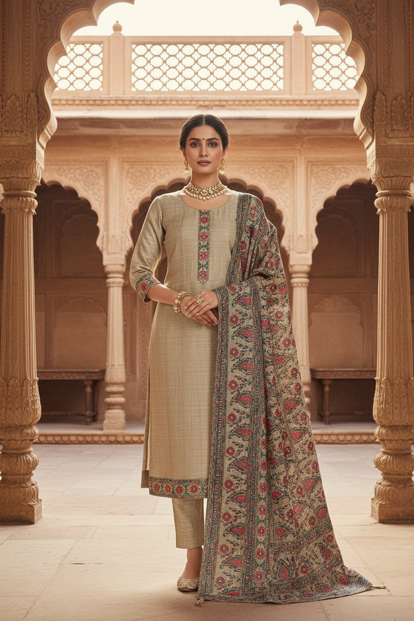 Ivory kalamkari Suit