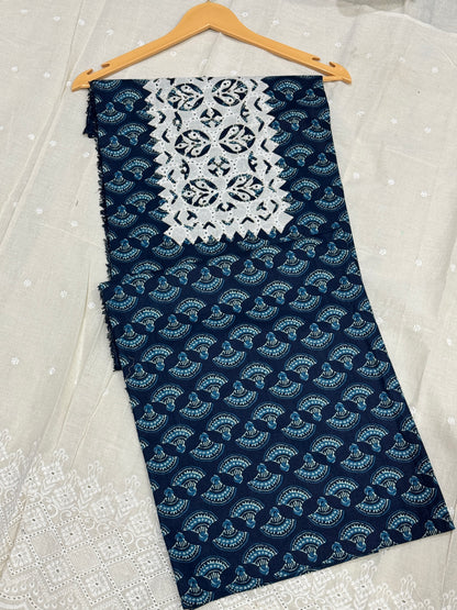 Indigo Applique  Cotton Suit
