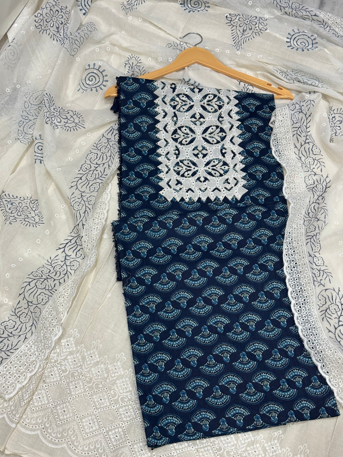 Indigo Applique  Cotton Suit