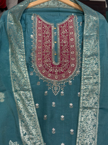 Muslin TealGreen Banasri Suit