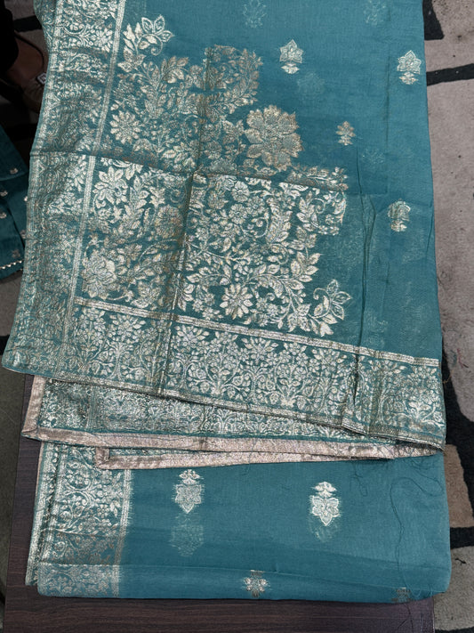 Muslin TealGreen Banasri Suit