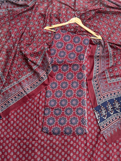 Maroon Ajrakh Suit