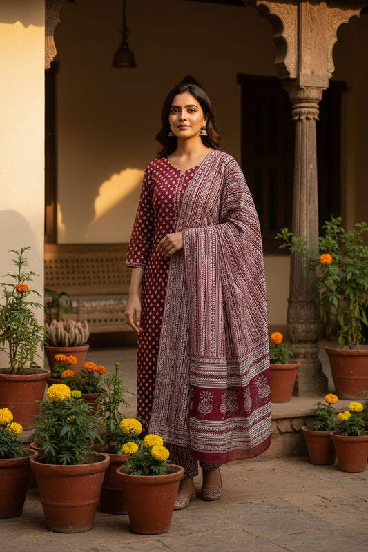 Maroon Ivory Suit