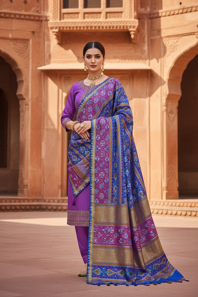 Patola Royal Blue Suits
