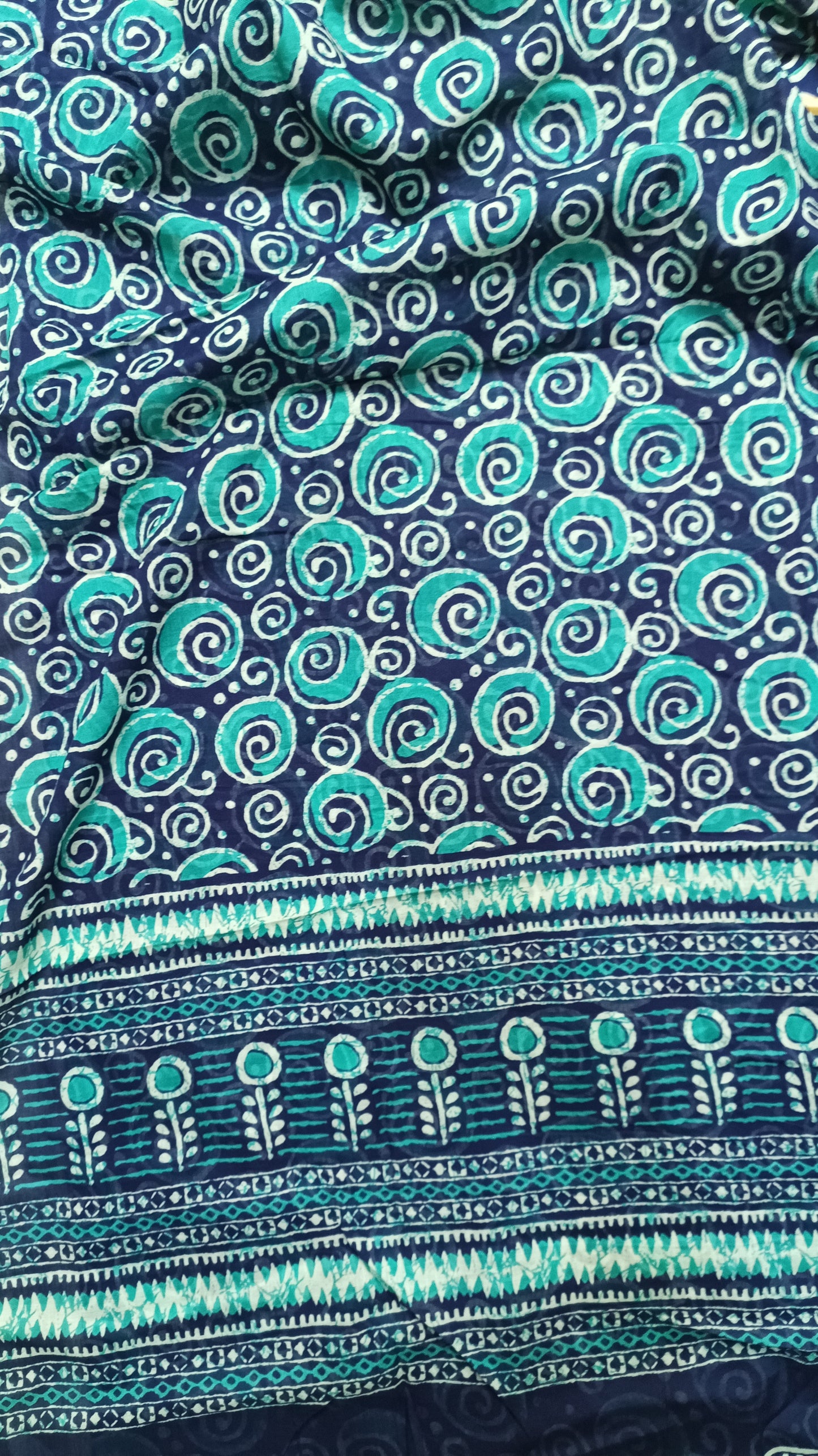 Navi/ferozy printed Suit