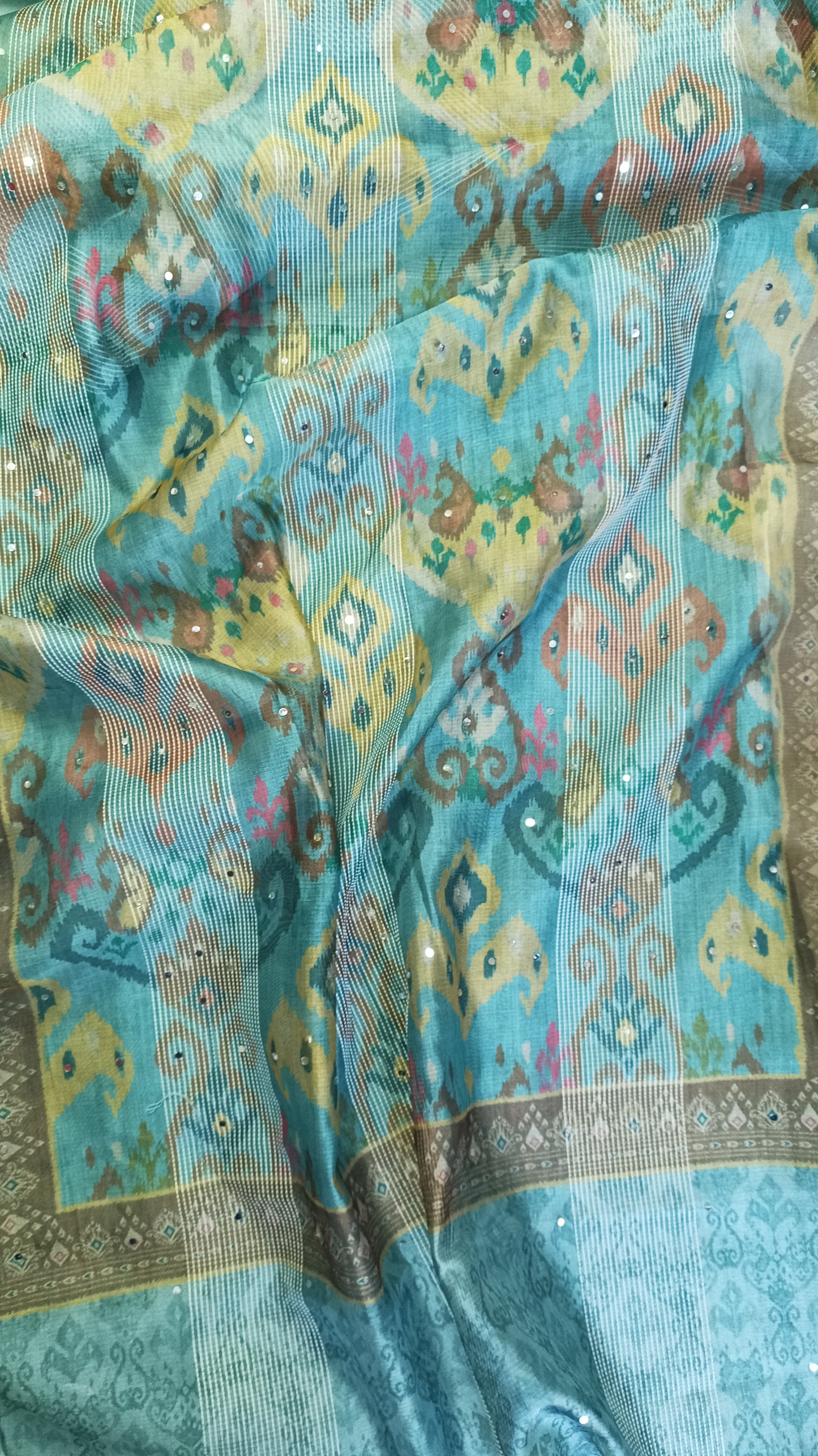 Blue Patola Maheshwari Silk Suit