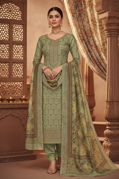 Mehndigreen patola Maheshwari silk suit