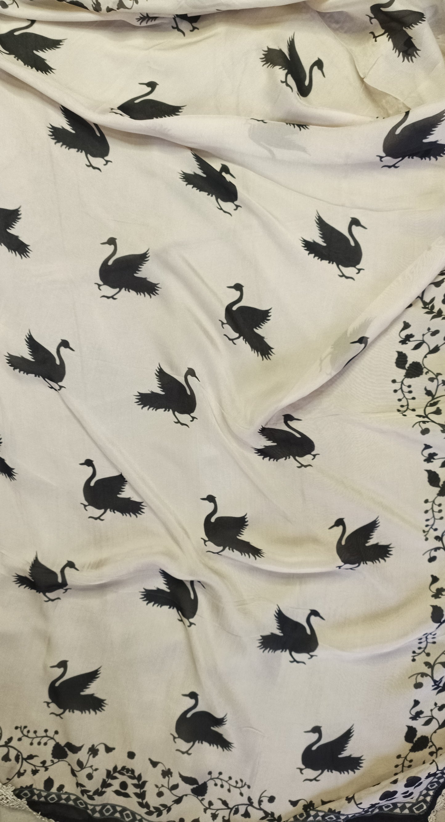 Beige Black Organza Suit