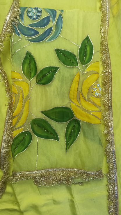 Yellow Organza Pak Suit