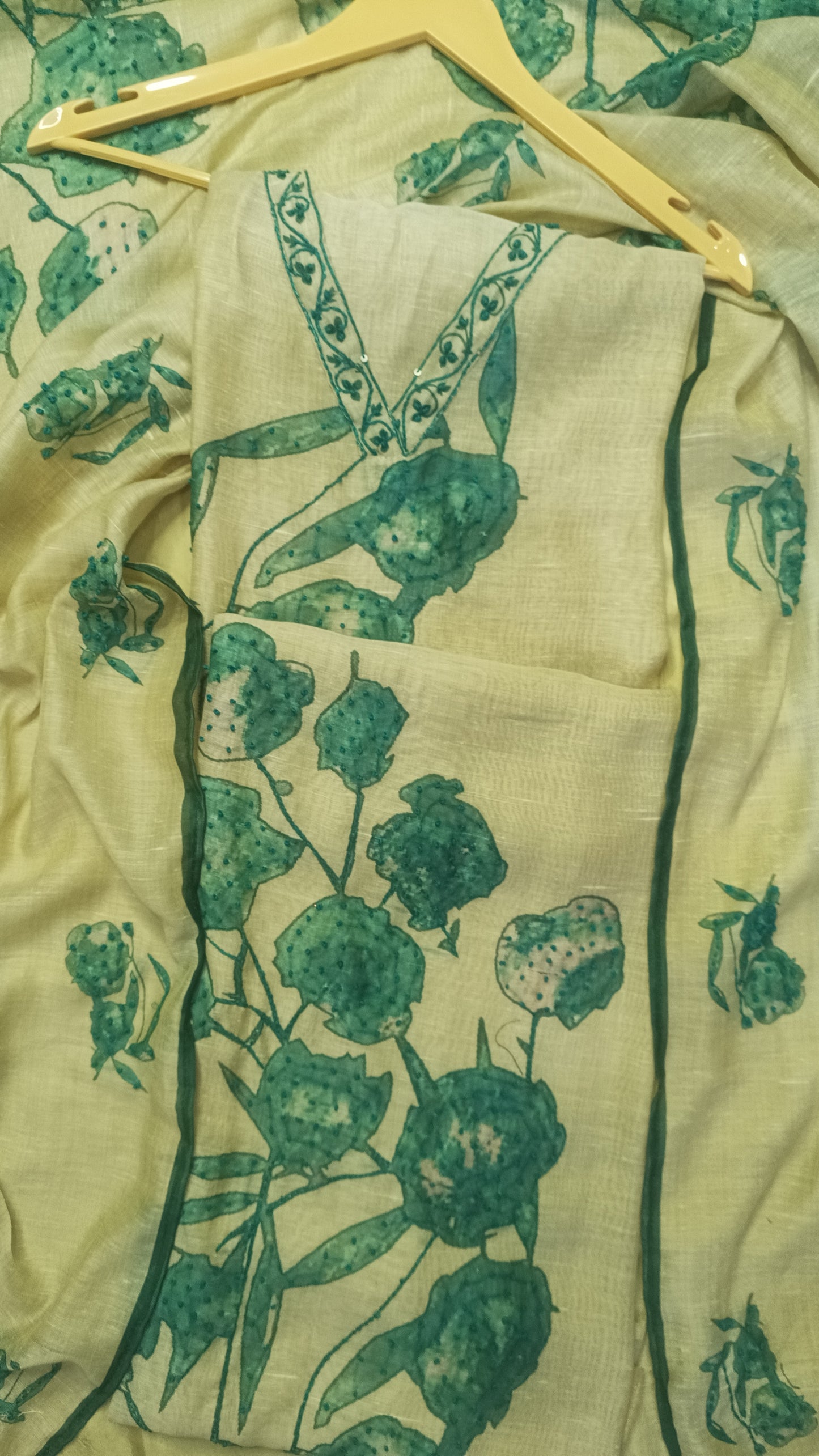 Beige Green Lilen Suit