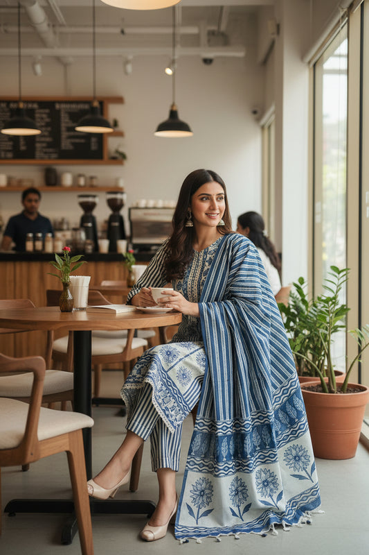 Indigo Print Suit