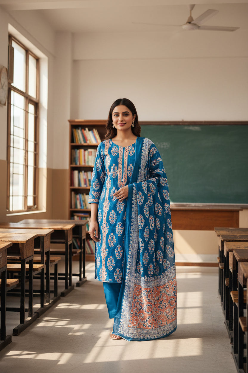 Blue Sanganeri Print