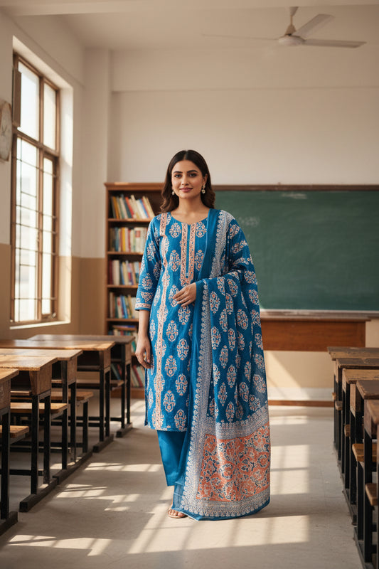 Blue Sanganeri Print