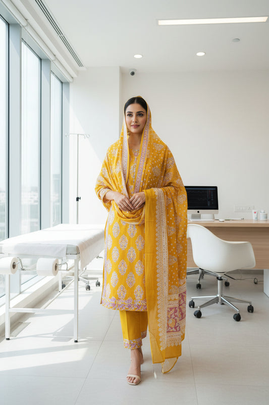 Mustard Sanganeri Print