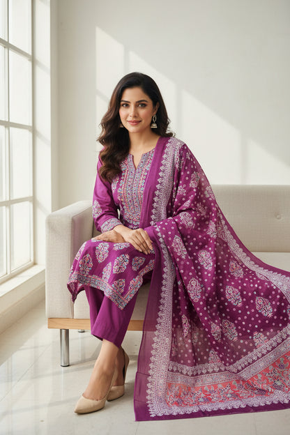 Purple Sanganeri Print