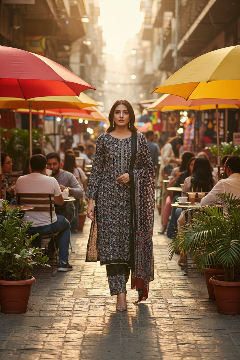 Black Ajrakh Print