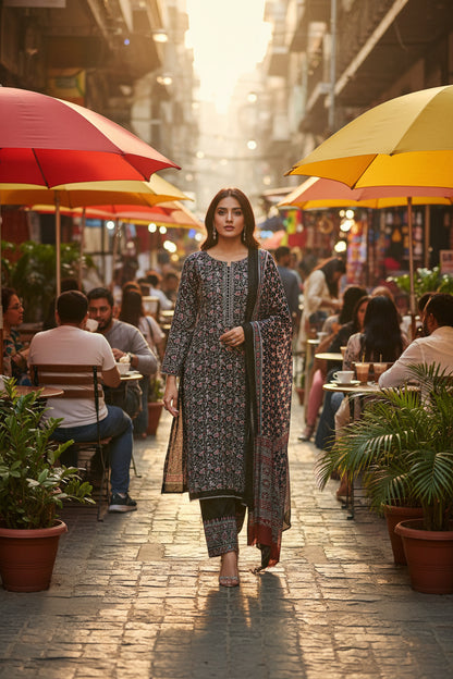 Black Ajrakh Print