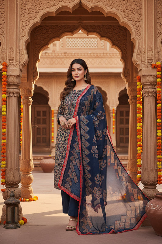 Navi Blue Ambi print